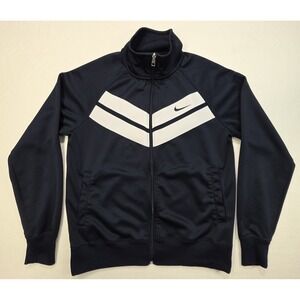 Nike Jacket Mens M Blue White Track Pockets‎ Full Zip Long Sleeve Mid Weight